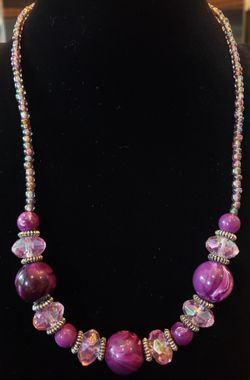 $10. Beautiful handmade purple glass bead necklace. 20 inches.