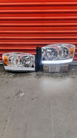 FOR 2006-2009 DODGE RAM 1500 LED DRL CHROME HOUSING AMBER SIDE HEADLIGHTS