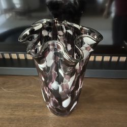 Purple & White Glass Vase made in Poland