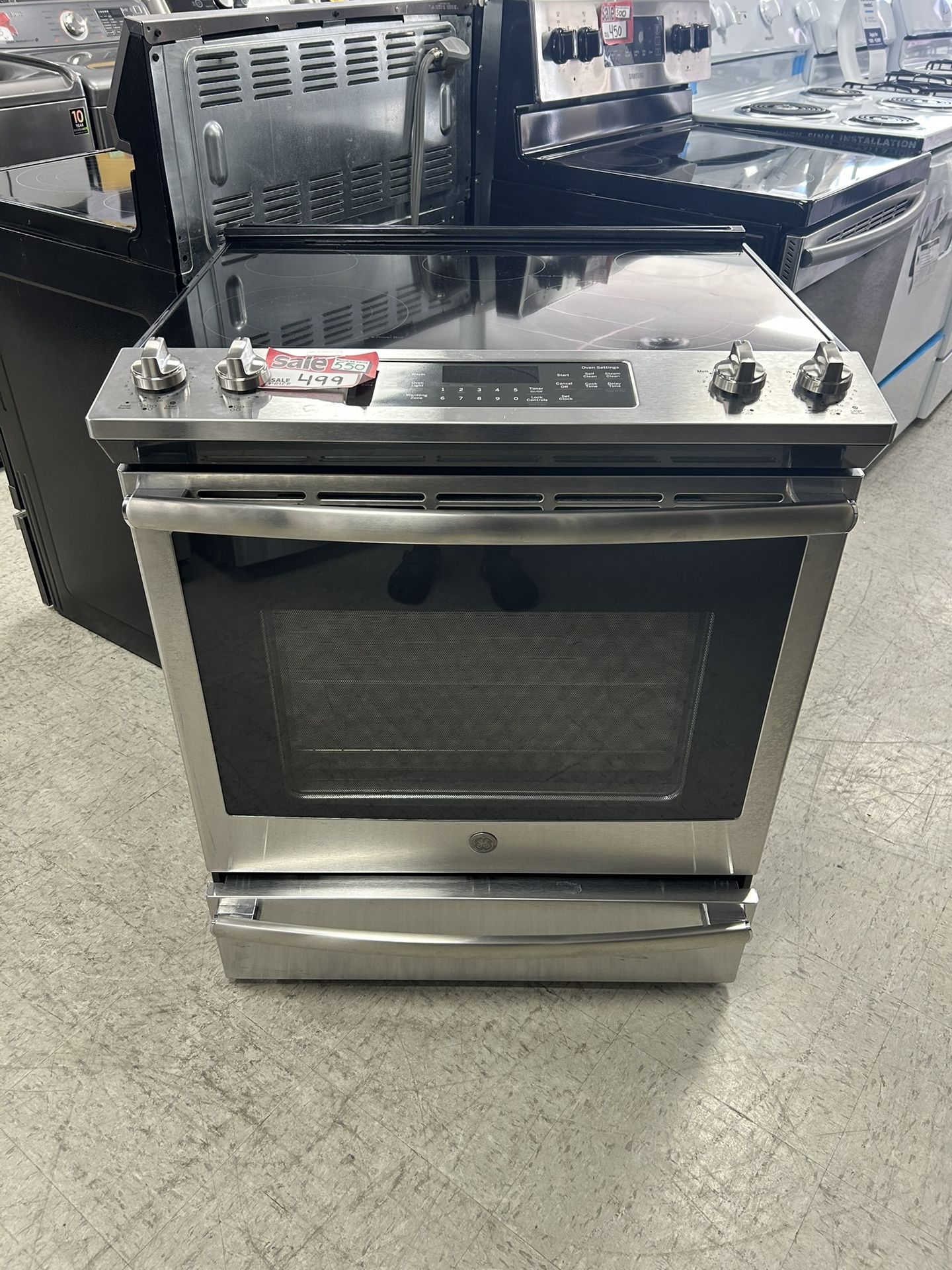 GE 30inch. Slide-in 5-Burner In Electric Range