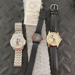 3 Vintage Disney Mickey Mouse Watches