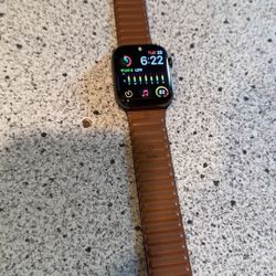 Apple Watch Series 7 45mm Graphite Stainless Steel + Leather Link Band 