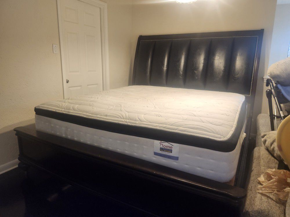 King Size Bed Frame With Mattress Barry  strong, solid. Wood 