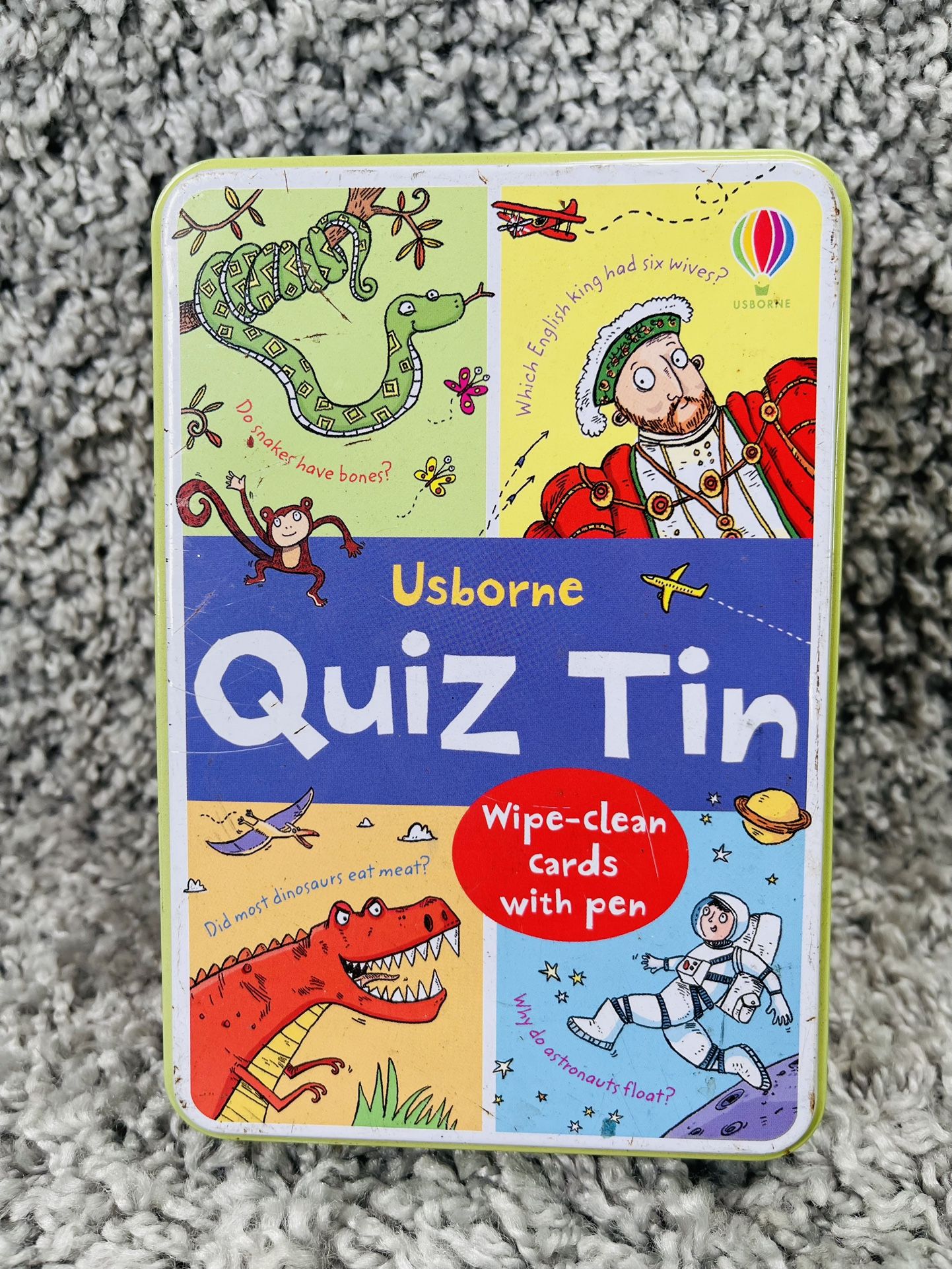 Usborne Quiz Tin Flash Card Game Children Kids Trivia Flash Toys And Games