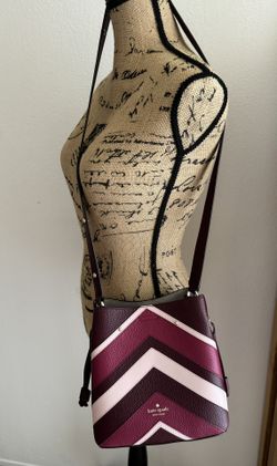 Kate Spade Small Wine Chevron Bucket Bag Barely Used Adjustable Strap