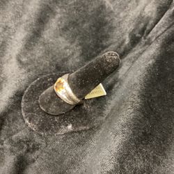 White Gold Ring With Amber Colored Stone