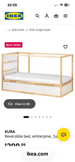 Ikea Kura reversible bed white pine