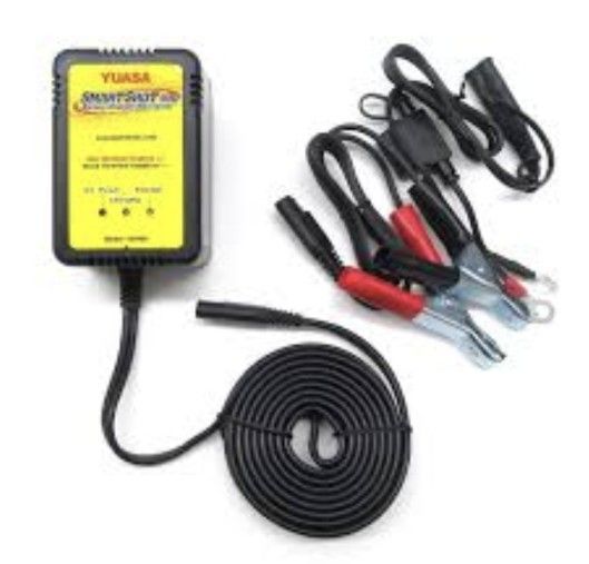 Yuasa SmartShot 900 12-volt battery charger & maintainer.
Perfect for motorcycles, ATVs, scooters, lawnmowers, generators, and other small 1