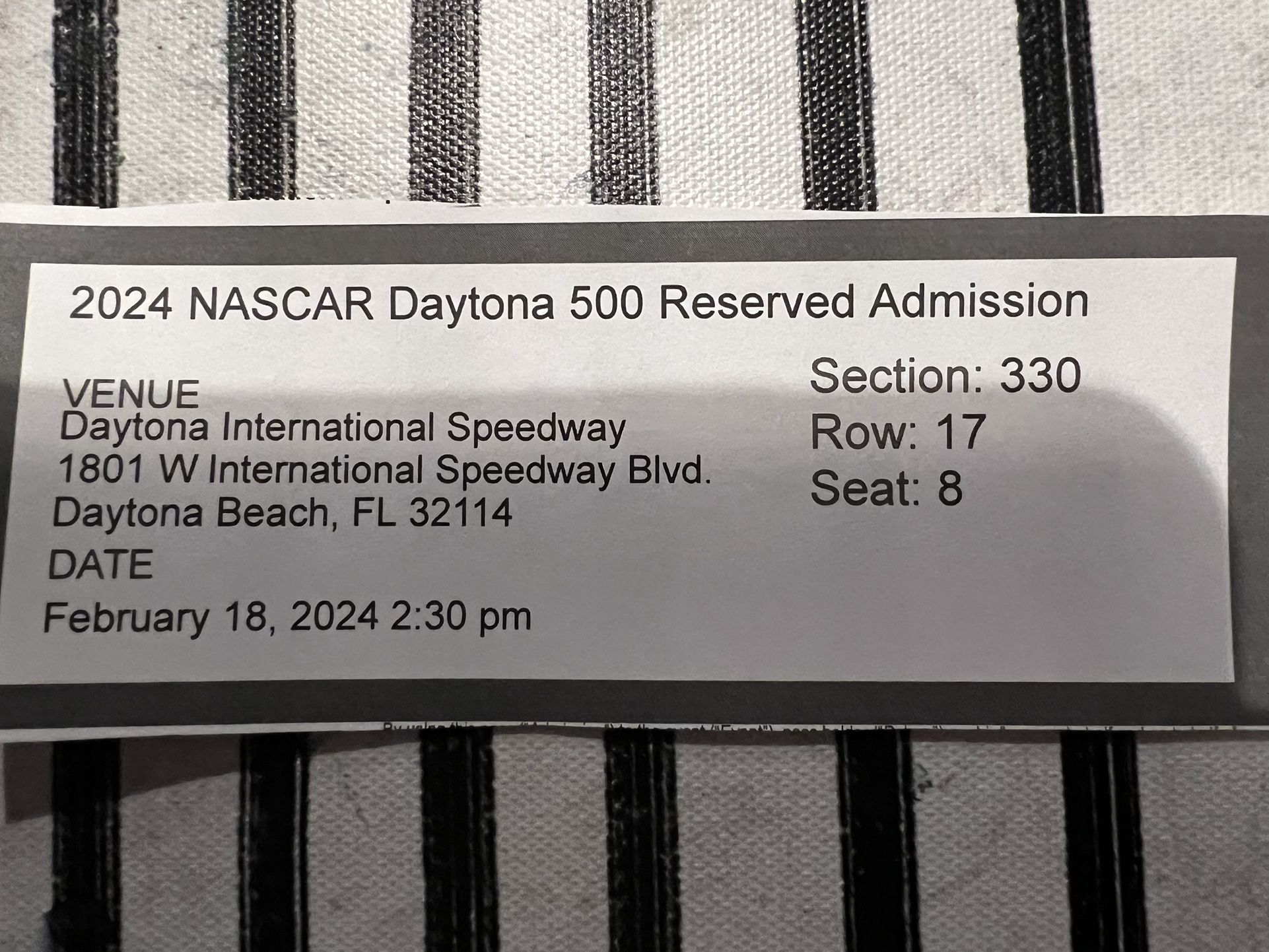 2024 Daytona 500 Ticket 2/18/2024