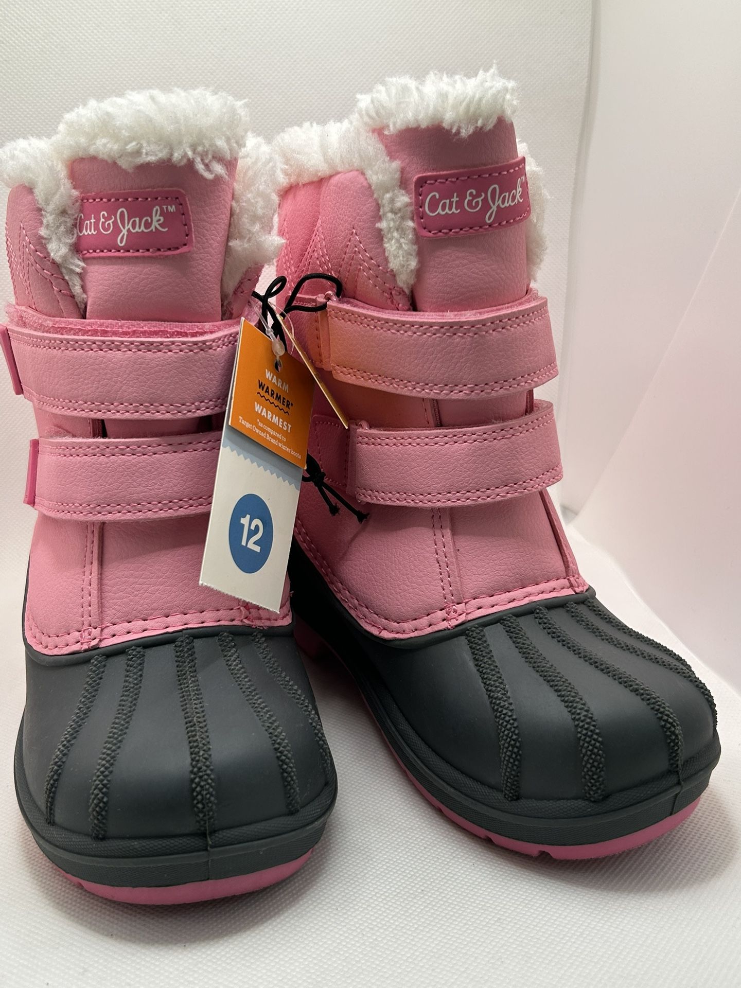 New Cat And Jack Pink Snow Boots Kids Size 12