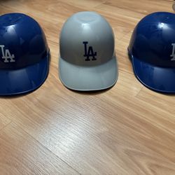 3 LOS ANGELES DODGERS plastic MINI BASEBALL HELMETS
