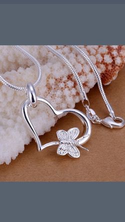 Sterling silver heart and butterfly necklace!