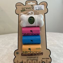  GREENBONE BIOBASE DISPENSER & 48 POOP BAGS ~ NEW