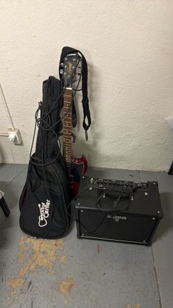 epiphone special sg model, boss amplifier