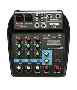 4 Channels Audio Mixer with USB, Delay, Bluetooth