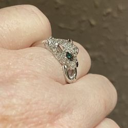 Panther Ring 925 Sz 7
