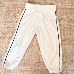 Sz XL Youth Rawlings White Baseball Knickers with Navy Piping