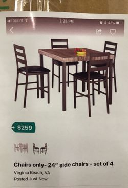 🇺🇸 SALE! Set of 4! 24” Side Chairs