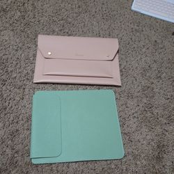 Pink & Mint Leather Ipad Carrying Cases 