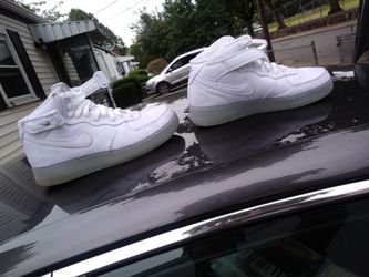 All white stitching with grey bottom Air Force Ones mid top size 10.5