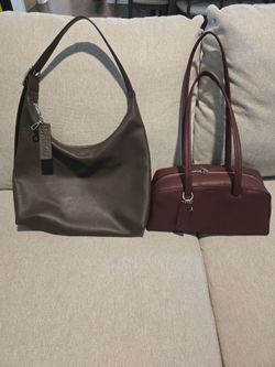 Baggu Recycled leather shoulder bag and Bowler bag