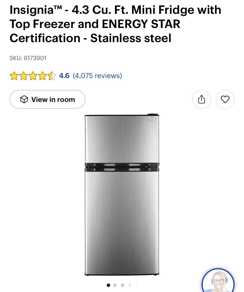 Insignia 4.3 Ft Stainless Steel refrigerator