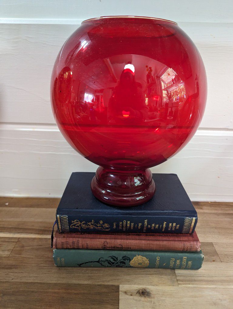 Vintage U.V Reactive Red Round Vase 