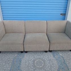 Beige 3 Seater Modular Sectional $150 OBO W/FREE DELIVERY 