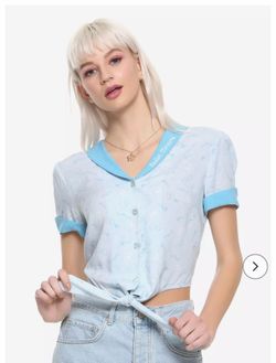 Sailor Moon Sailor Mercury Tie Front Crop Top Hot Topic Exclusive NWT
