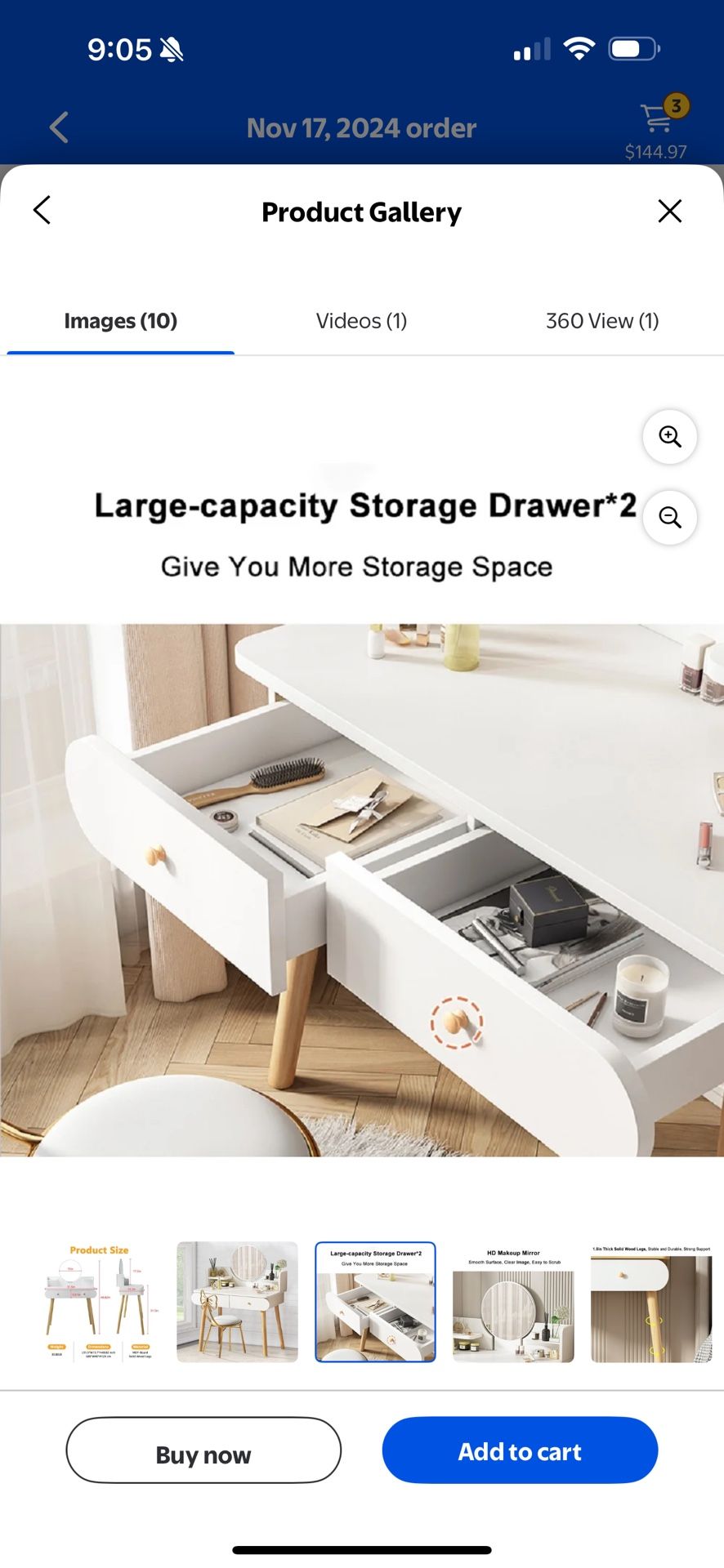 ANJORALA Vanity Table Set with Mirror, Adult Makeup Vanity Desk Dressing Table(Without Stool)