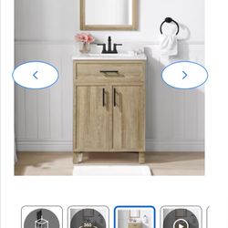 Bathroom Mirror Beige Wooden Framed