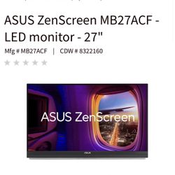 ASUS Zenscreen mb27Acf Led Monitor 27”