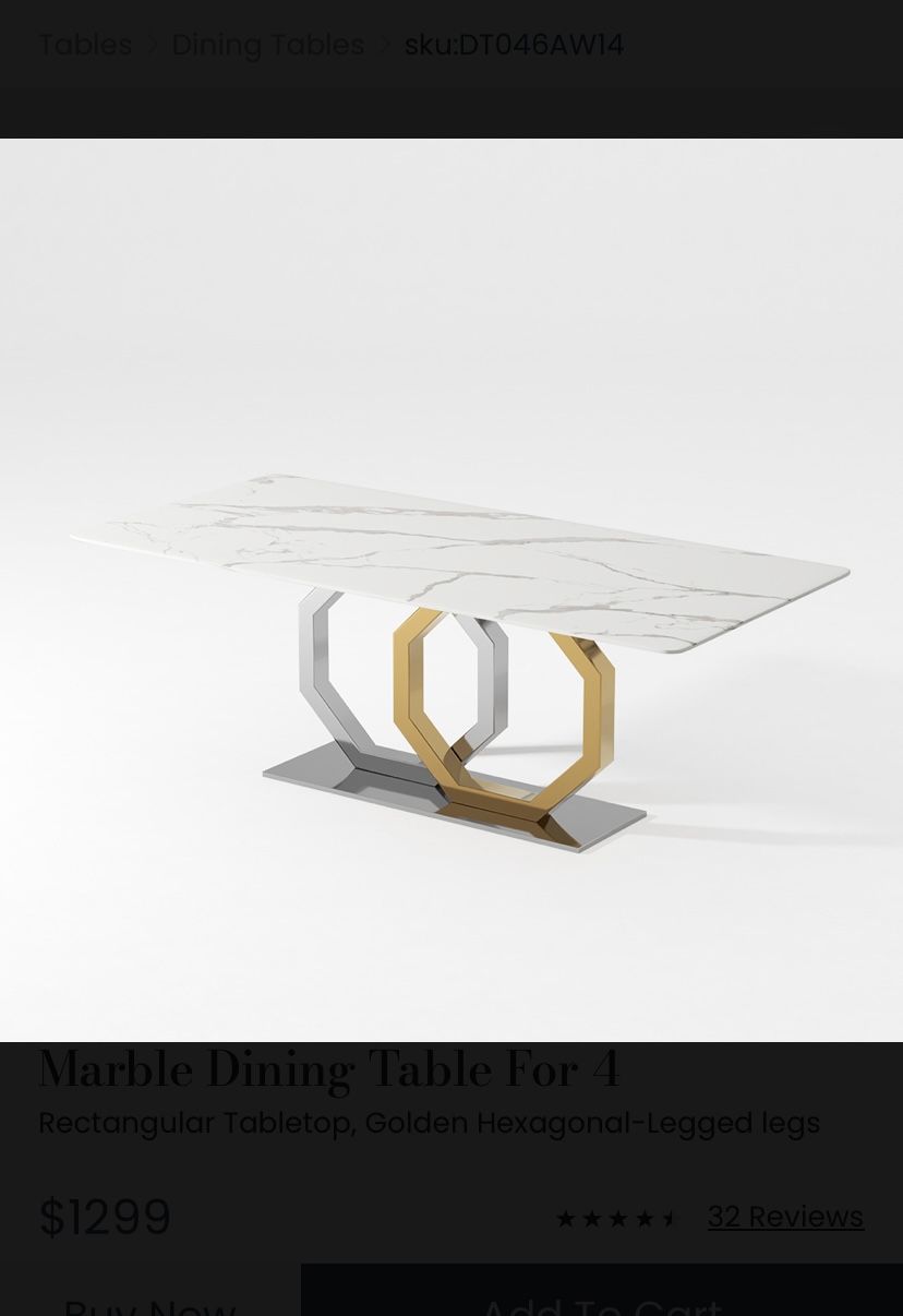 White Faux Marble Dinning Table