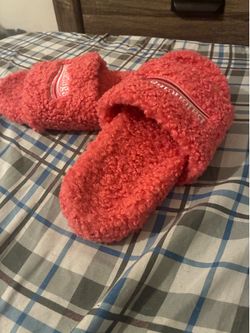 Pink Balenciaga Fur Slides
