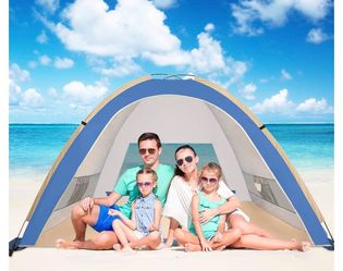 Large Pop Up Beach Tent Automatic Sun Shelter Cabana Easy Set Up Light Weight Camping Fishing Tents 4 Person Anti-UV Portable Sunshade for Family Adul