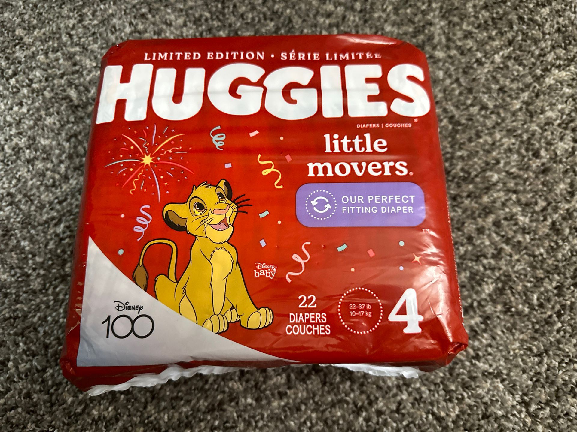 Huggies Little Movers Baby Diapers, Size 4 (22-37 Pounds), 22 Ct