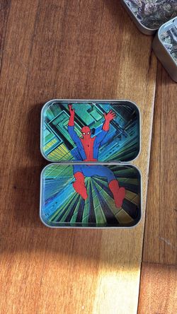 handmade spider man tin