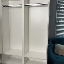 JY Furniture Armoire Wardrobe Closet, Particle Wood with Adjustable Shelves, Hanging Rod for Bedroom, Dressing Room, White (39" W x 85" H x 15" D)