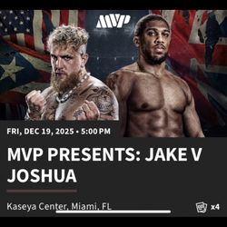 Jake Paul Vs Anthony Joshua Boxing 🥊 Friday Dec 19th 4 Tickets Available Lower Level Kaseya Center 