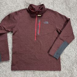 #2588 The North Face Canyonlands Mens Sz M Red Half Zip Fleece Pullover Jacket