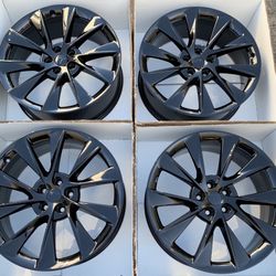 21” Tesla Model S factory wheels rims gloss black new twin turbine