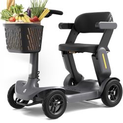 S3 Folding Mobility Scooter for Seniors & Adults – 4-Wheel All-Terrain Electric Scooter, 25 Mile Range, 6 MPH, 265 lb Capacity, Reverse, LED Lights & 