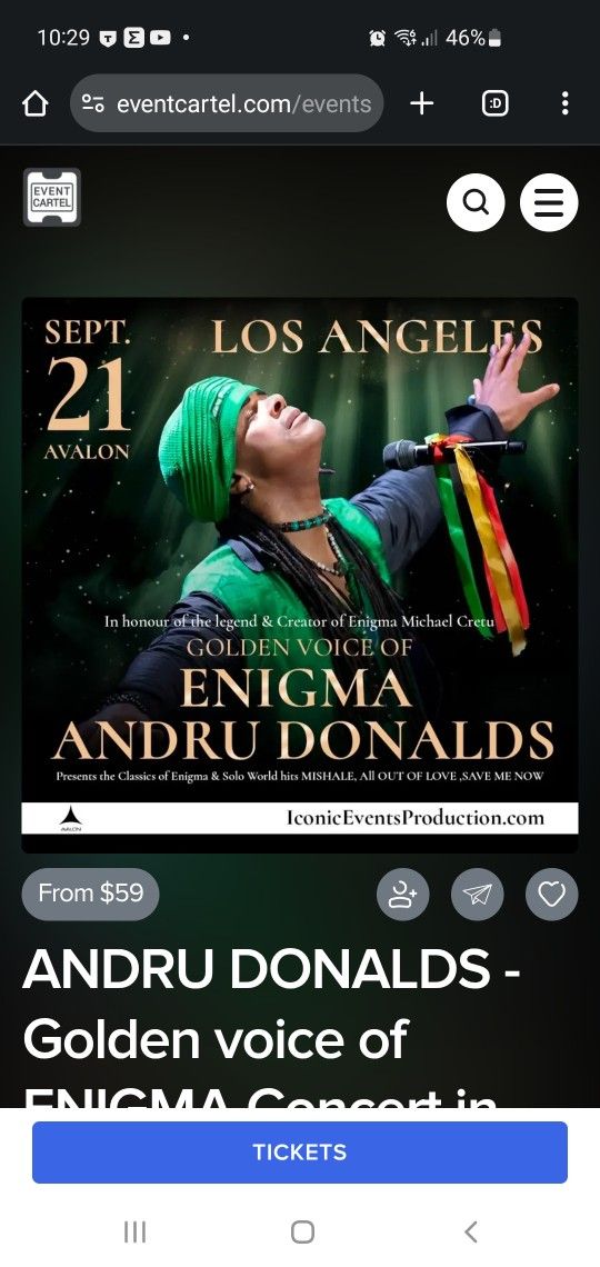 Andru Donalds LA SHOW Tickets x3 with DISCOUNT