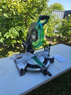 12inch meter saw is brand new. pin nailer 23ga and stand it's used