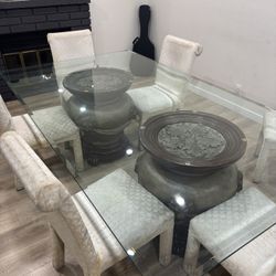 Glass Table 8 Chairs 