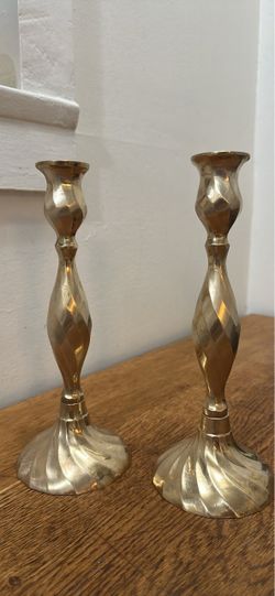 Brass Twisted Candlestick Holders Set of 2