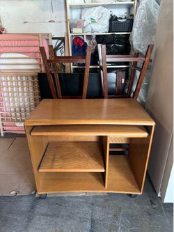 Computer office / writing / student  desk on wheels $45, chair $10.