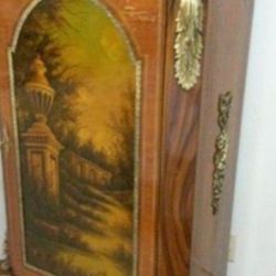 Antique Vintage - Ormolu Cabinet With Hand Painted Mural