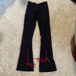 Flirt stretchy pants boot small black red lace up in the front sexy like new worn once rave clubbing