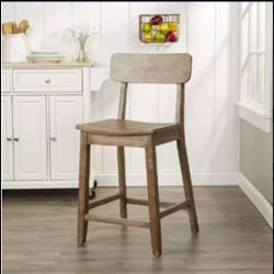 24" Counter Height Barstool- Barnwood -Farmhouse Style, Square Seat by Boraam (Brand New)
